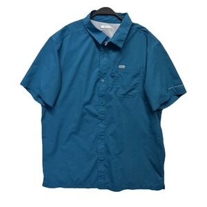 Columbia PFG Slack Tide Camp Shirt Mens XL Fishing Vented Omni Shade Teal